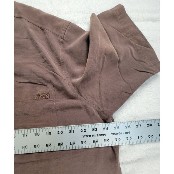 REI Mens Brown Textured Short Sleeve Button-Up Shirt Large Casual Lightweight - Picture 7 of 8